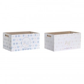 Scatola portaoggetti DKD Home Decor Azzurro Rosa Legno MDF 36 x 21 x 18 cm (2 Unità)