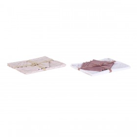 Tovaglia e tovaglioli DKD Home Decor 150 x 150 x 0,5 cm Rosa Bianco (2 Unità)