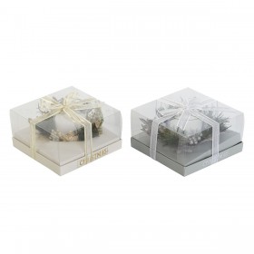 Candela DKD Home Decor Dorato Argentato Natale 15 x 15 x 5 cm (2 Unità)