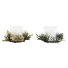 Candela DKD Home Decor Dorato Argentato Natale 15 x 15 x 5 cm (2 Unità)