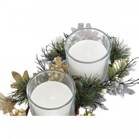Candela DKD Home Decor Dorato Argentato Natale 15 x 15 x 5 cm (2 Unità)