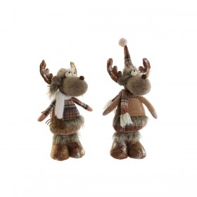 Decorazione Natalizia DKD Home Decor Marrone Renna 14 x 12 x 35 cm (2 Unità)