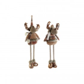Decorazione Natalizia DKD Home Decor Marrone Renna 18 x 17 x 48 cm (2 Unità)