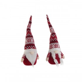 Decorazione Natalizia DKD Home Decor Bianco Rosso Gnomo 16 x 11 x 42 cm (2 Unità)