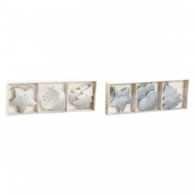 Decorazione pensile DKD Home Decor Bianco Grigio Metallo 7 x 2 x 7 cm (6 Pezzi) (2 Unità)