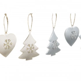 Decorazione pensile DKD Home Decor Bianco Grigio Metallo 7 x 2 x 7 cm (6 Pezzi) (2 Unità)