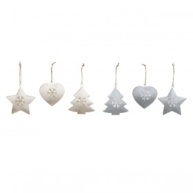 Decorazione pensile DKD Home Decor Bianco Grigio Metallo 7 x 2 x 7 cm (6 Pezzi) (2 Unità)