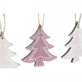 Decorazione pensile DKD Home Decor Rosa Rosa chiaro Legno 6,5 x 1 x 6,5 cm (9 Pezzi) (3 Unità)