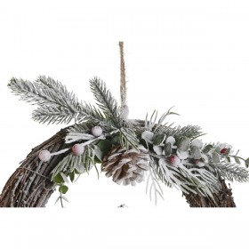 Ghirlanda di Natale DKD Home Decor Naturale vimini Ananas Nevoso 32 x 7 x 32 cm (2 Unità)