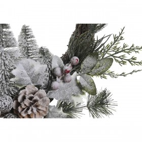 Ghirlanda di Natale DKD Home Decor Naturale vimini Ananas Nevoso 46 x 7 x 46 cm (2 Unità)