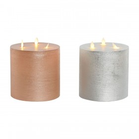 Candela LED DKD Home Decor Dorato Argentato 15 x 15 x 15 cm (AA) (2 Unità)