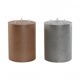Candela LED DKD Home Decor Dorato Argentato 15 x 15 x 20 cm (AA) (2 Unità)