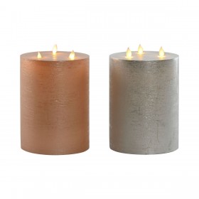 Candela LED DKD Home Decor Dorato Argentato 15 x 15 x 20 cm (AA) (2 Unità)