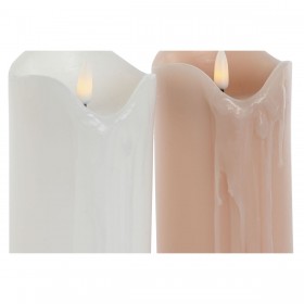 Candela LED DKD Home Decor Bianco Rosa chiaro 7.5 x 7.5 x 20 cm 7,5 x 7,5 x 20 cm (AA) (2 Unità)