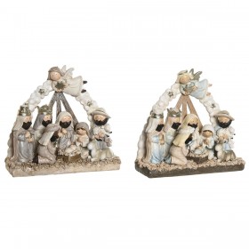 Presepe di Natale DKD Home Decor Azzurro Bianco Marrone Resina 23,5 x 8 x 20,5 cm (2 Unità)