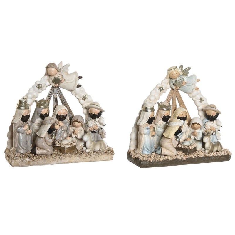 Presepe di Natale DKD Home Decor Azzurro Bianco Marrone Resina 23,5 x 8 x 20,5 cm (2 Unità)