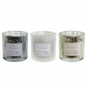 Candela DKD Home Decor Bianco Dorato Argentato 8,8 x 8,8 x 9 cm (3 Unità)