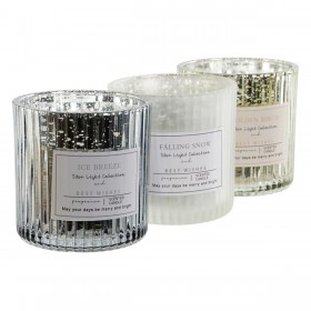 Candela DKD Home Decor Bianco Dorato Argentato 8,8 x 8,8 x 9 cm (3 Unità)