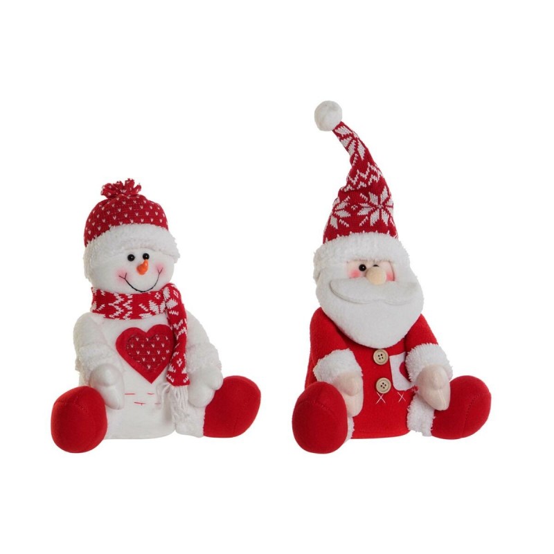 Decorazione Natalizia DKD Home Decor Bianco Rosso 24 x 14 x 30,5 cm (2 Unità)