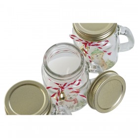 Candela DKD Home Decor Bianco Dorato Natale 8 x 5 x 9 cm (3 Unità)