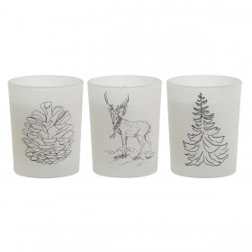 Candela DKD Home Decor Bianco Natale 5 x 5 x 6 cm (3 Unità)