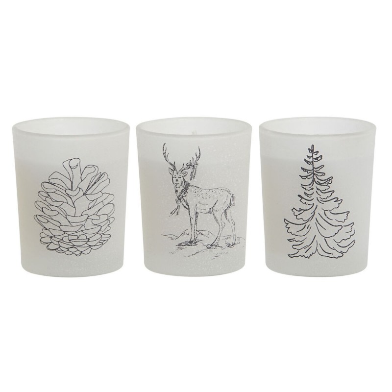 Candela DKD Home Decor Bianco Natale 5 x 5 x 6 cm (3 Unità)