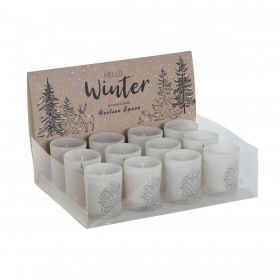 Candela DKD Home Decor Bianco Natale 5 x 5 x 6 cm (3 Unità)