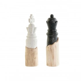 Statua Decorativa DKD Home Decor Bianco Marrone Nero Pedine Scacchi Loft 12 x 12 x 48 cm (2 Unità)