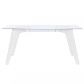 Tavolo da Pranzo DKD Home Decor Bianco Trasparente Cristallo Legno MDF 160 x 90 x 75 cm