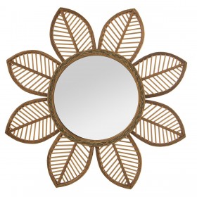 Specchio da parete Alexandra House Living Naturale Bambù Fibra naturale Fiore 3 x 67 x 68 cm Rotondo