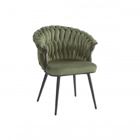 Sedia DKD Home Decor Nero Verde Poliestere Velluto Metallo 66 x 60 x 84 cm