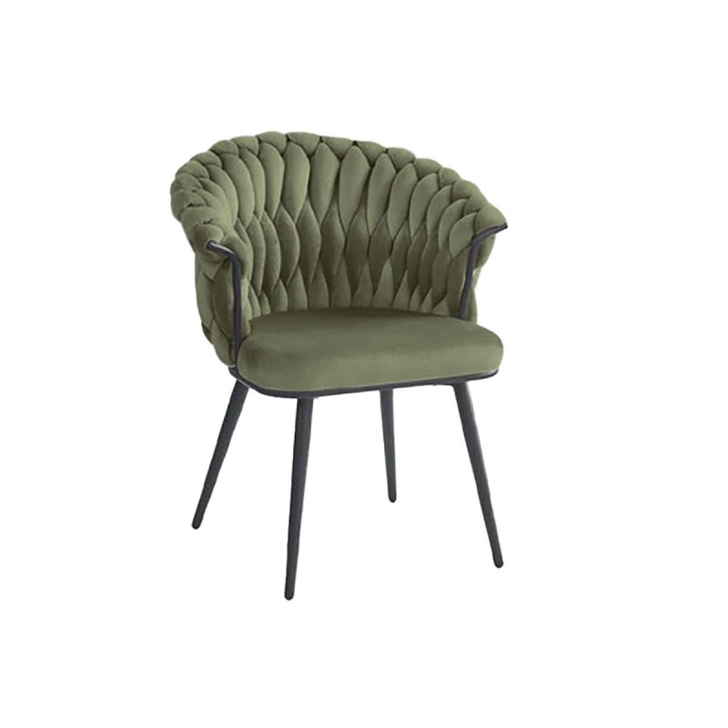 Sedia DKD Home Decor Nero Verde Poliestere Velluto Metallo 66 x 60 x 84 cm