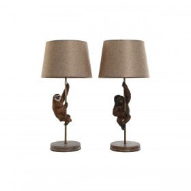 Lampada da tavolo Home ESPRIT Marrone Metallo Resina 50 W 220 V 26 x 26 x 53,5 cm (2 Unità)