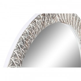 Specchio da parete Home ESPRIT Bianco Marrone Decapaggio Intaglio 75 x 4 x 90 cm
