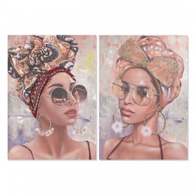 Quadro Home ESPRIT Coloniale Africana 70 x 3 x 100 cm (2 Unità)
