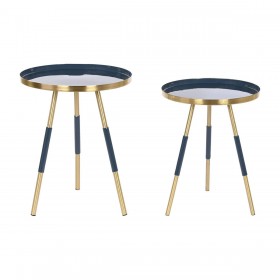 Set di 2 tavoli Home ESPRIT Azzurro Dorato 41 x 41 x 51 cm