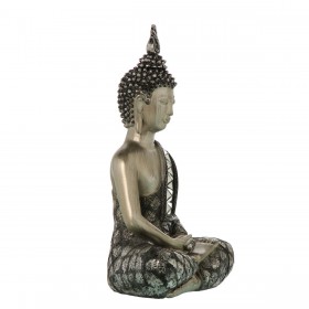 Statua Decorativa Alexandra House Living Nero Argentato Plastica Buddha 15 x 26 x 36 cm