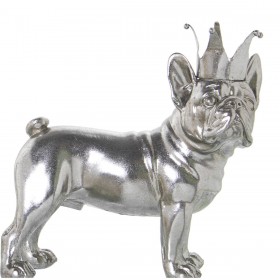 Statua Decorativa Alexandra House Living Argentato Plastica Cane Corona 14 x 26 x 25 cm