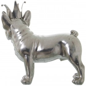 Statua Decorativa Alexandra House Living Argentato Plastica Cane Corona 14 x 26 x 25 cm