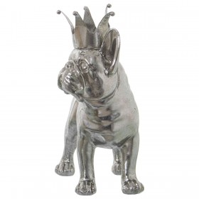 Statua Decorativa Alexandra House Living Argentato Plastica Cane Corona 14 x 26 x 25 cm