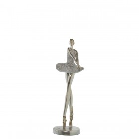 Statua Decorativa Alexandra House Living Argentato Acrilico Plastica Melammina Ballerina 12 x 10 x 30 cm
