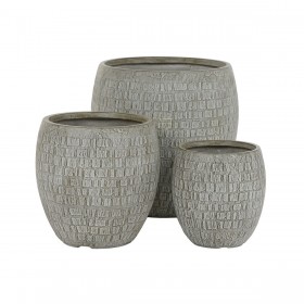 Set di vasi da fiori Home ESPRIT Grigio Fibra di Vetro Magnesio 55 x 55 x 55,5 cm (3 Unità)