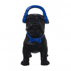 Statua Decorativa Alexandra House Living Azzurro Nero Plastica Cane Auricolari 11 x 22 x 19 cm
