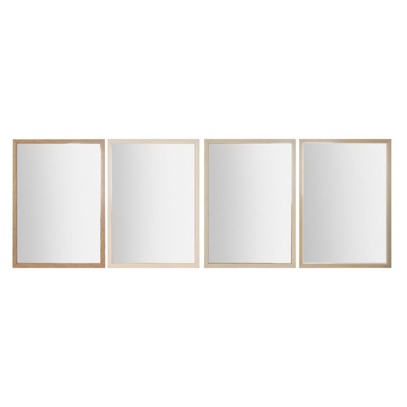 Specchio da parete Home ESPRIT Bianco Marrone Beige Grigio 66 x 2 x 92 cm (4 Unità)