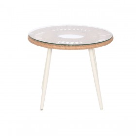 Set Tavolo con 2 Sedie Home ESPRIT Bianco Beige Grigio Naturale 55 x 55 x 47 cm