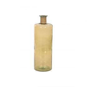 Vaso Home ESPRIT Giallo Corda Vetro Temperato 25 x 25 x 75 cm