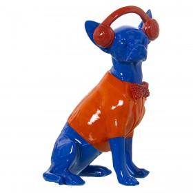 Statua Decorativa Alexandra House Living Azzurro Arancio Plastica Cane Auricolari 14 x 26 x 18 cm