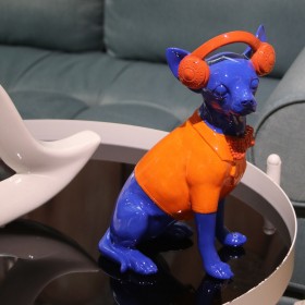 Statua Decorativa Alexandra House Living Azzurro Arancio Plastica Cane Auricolari 14 x 26 x 18 cm