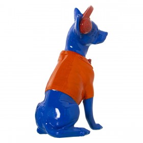 Statua Decorativa Alexandra House Living Azzurro Arancio Plastica Cane Auricolari 14 x 26 x 18 cm