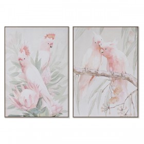 Quadro Home ESPRIT Pappagallo Tropicale 100 x 4 x 140 cm (2 Unità)